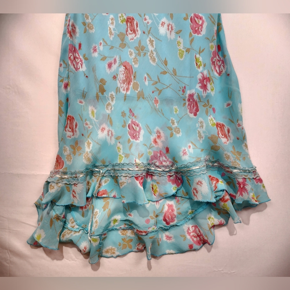 Vintage Y2K Studio West Floral Turquoise Dress Size M - Picture 2 of 5